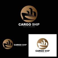 logotipo do navio de carga, vetor de navio de carga rápida, veleiro, design para empresa de fabricação de navios, navegação fluvial, veículos marítimos, transporte, logística