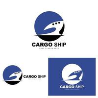 logotipo do navio de carga, vetor de navio de carga rápida, veleiro, design para empresa de fabricação de navios, navegação fluvial, veículos marítimos, transporte, logística