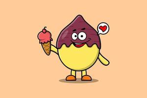 personagem de desenho animado fofo de batata-doce segura sorvete vetor