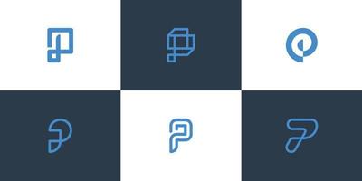 conjunto de letras de logotipo p design modelo de inspiração de monograma criativo conjunto de logotipo moderno vetor