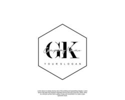 monograma de beleza de logotipo feminino gk inicial e design de logotipo elegante, logotipo de caligrafia de assinatura inicial, casamento, moda, floral e botânico com modelo criativo vetor