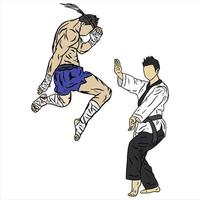 ilustração de lutador de muaythai vetor