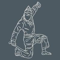 vetor de linha de arte de ilustração de pencak silat