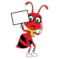 gráfico de desenho animado animal bonito formiga vermelha vetor