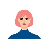 mulher jovem e bonita com cabelo rosa. ilustração vetorial em estilo simples vetor