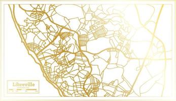 mapa da cidade de libreville gabão em estilo retrô na cor dourada. mapa de contorno. vetor