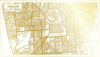 mapa da cidade de adelaide austrália em estilo retrô na cor dourada. mapa de contorno. vetor