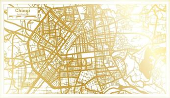mapa da cidade de chiayi taiwan em estilo retrô na cor dourada. mapa de contorno. vetor