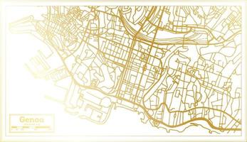 mapa da cidade de gênova itália em estilo retrô na cor dourada. mapa de contorno. vetor