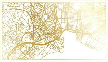 mapa da cidade de bridgeport eua em estilo retrô na cor dourada. mapa de contorno. vetor