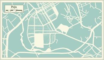 mapa da cidade de paju coreia do sul em estilo retrô. mapa de contorno. vetor