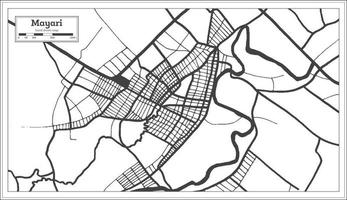mapa da cidade de mayari cuba na cor preto e branco no estilo retrô. mapa de contorno. vetor