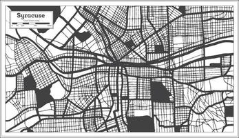 Mapa da cidade de Siracusa EUA na cor preto e branco em estilo retrô. mapa de contorno. vetor