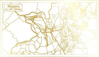 mapa da cidade maseru lesotho em estilo retrô na cor dourada. mapa de contorno. vetor