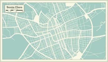 mapa da cidade de santa clara cuba em estilo retrô. mapa de contorno. vetor