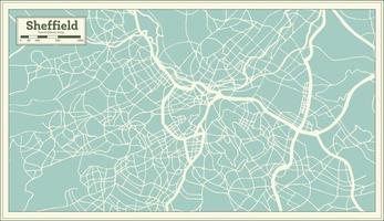 mapa da cidade de sheffield grã-bretanha reino unido em estilo retrô. mapa de contorno. vetor