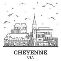Esboce o horizonte da cidade de Cheyenne Wyoming EUA com edifícios modernos isolados no branco. vetor