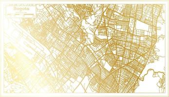 Mapa da cidade de Bogotá Colômbia em estilo retrô na cor dourada. mapa de contorno. vetor