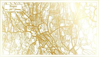 Mapa da cidade de Bogor Indonésia em estilo retrô na cor dourada. mapa de contorno. vetor