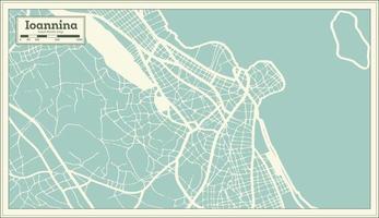 Mapa da cidade de Ioannina Grécia em estilo retrô. mapa de contorno. vetor