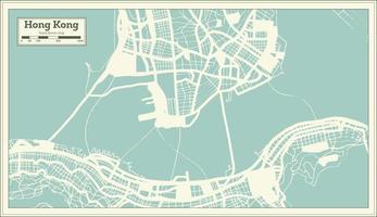 mapa da cidade de Hong Kong China em estilo retrô. mapa de contorno. vetor