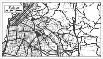 mapa da cidade de patras grécia na cor preto e branco em estilo retrô. mapa de contorno. vetor