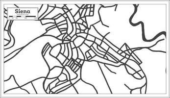 mapa da cidade de siena itália na cor preto e branco em estilo retrô. mapa de contorno. vetor