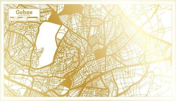 mapa da cidade de gebze peru em estilo retrô na cor dourada. mapa de contorno. vetor