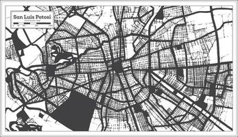 san luis potosi mapa da cidade do méxico na cor preto e branco em estilo retrô. mapa de contorno. vetor