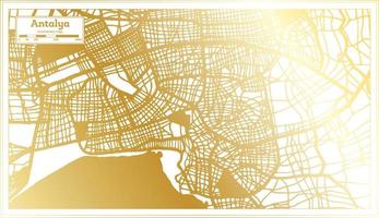mapa da cidade de antalya peru em estilo retrô na cor dourada. mapa de contorno. vetor