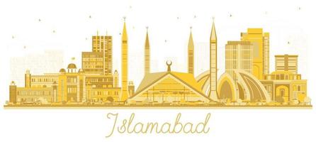 Horizonte da cidade de Islamabad Paquistão com edifícios dourados isolados no branco. vetor