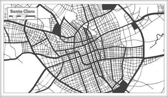 mapa da cidade de santa clara cuba na cor preto e branco no estilo retrô. mapa de contorno. vetor