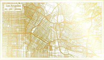 mapa da cidade de los angeles califórnia eua em estilo retrô na cor dourada. mapa de contorno. vetor