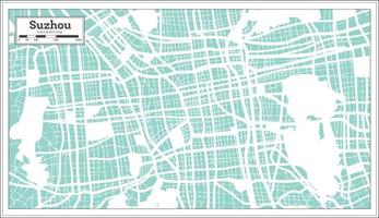 mapa da cidade de suzhou china em estilo retrô. mapa de contorno. vetor