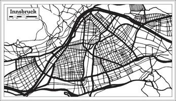 mapa da cidade de innsbruck áustria na cor preto e branco no estilo retrô. mapa de contorno. vetor