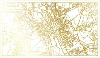 Mapa da cidade de Hannover Alemanha em estilo retrô na cor dourada. mapa de contorno. vetor
