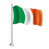 bandeira irlandesa. bandeira de onda realista isolada do país da irlanda no mastro. vetor