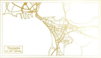 mapa da cidade de taranto itália em estilo retrô na cor dourada. mapa de contorno. vetor