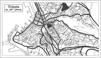 mapa da cidade de Tryeste Itália na cor preto e branco em estilo retrô. mapa de contorno. vetor