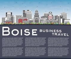 Skyline da cidade de Boise Idaho com edifícios coloridos, céu azul e espaço para texto. vetor