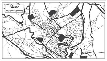 mapa da cidade de siena itália na cor preto e branco em estilo retrô. mapa de contorno. vetor