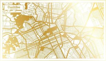 mapa da cidade de curitiba brasil em estilo retrô na cor dourada. mapa de contorno. vetor