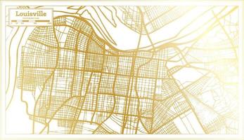 mapa da cidade de louisville kentucky eua em estilo retrô na cor dourada. mapa de contorno. vetor