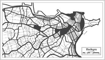 Mapa da cidade de Kerkyra Grécia na cor preto e branco em estilo retrô. mapa de contorno. vetor