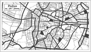 mapa da cidade de Pádua Itália na cor preto e branco em estilo retrô. mapa de contorno. vetor