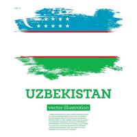 bandeira do uzbequistão com pinceladas. dia da Independência. vetor