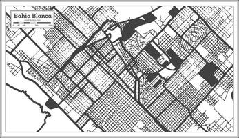 mapa da cidade de bahia blanca argentina na cor preto e branco em estilo retrô isolado no branco. vetor