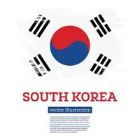bandeira da coreia do sul com pinceladas. dia da Independência. vetor
