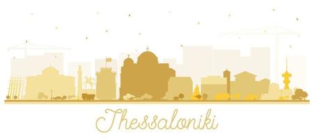 silhueta do horizonte da cidade de thessaloniki grécia com edifícios dourados isolados no branco. vetor