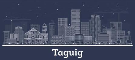 delineie o horizonte da cidade de Taguig Filipinas com edifícios brancos. vetor